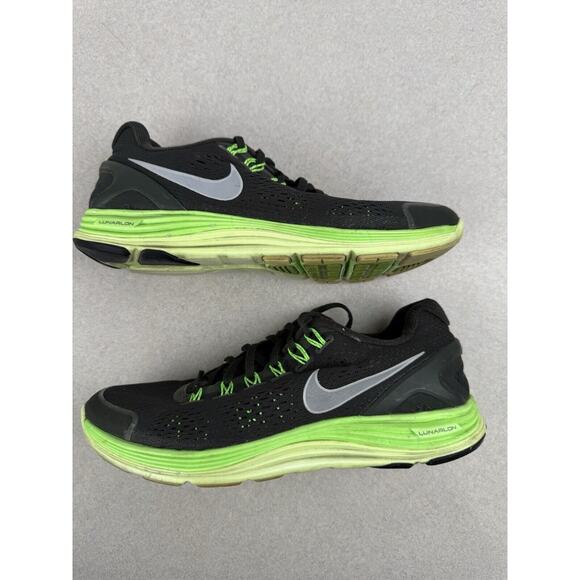 Women’s Nike Lunarglide Running Athletic Sneaker Shoes Black Neon Green Size 7.5 - Picture 10 of 12